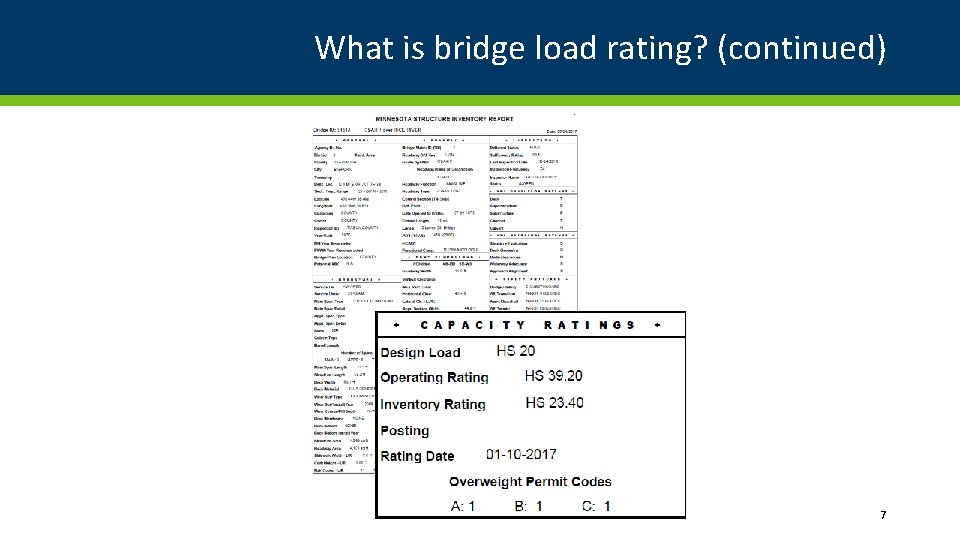 What is bridge load rating? (continued) 7 