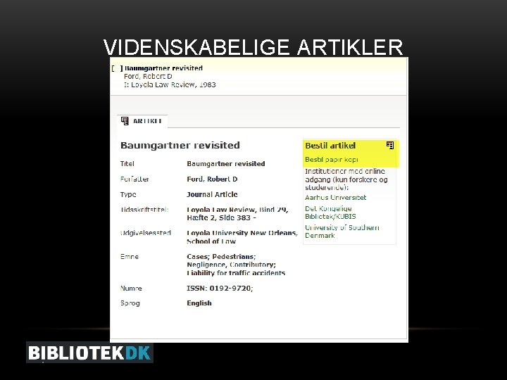 VIDENSKABELIGE ARTIKLER 