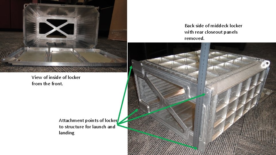 Back side of middeck locker with rear closeout panels removed. View of inside of