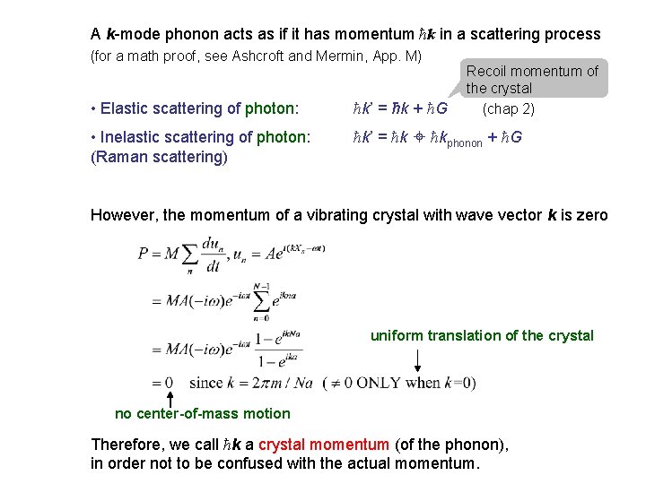 A k-mode phonon acts as if it has momentum ħk in a scattering process