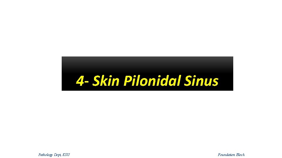 4 - Skin Pilonidal Sinus Pathology Dept, KSU Foundation Block 