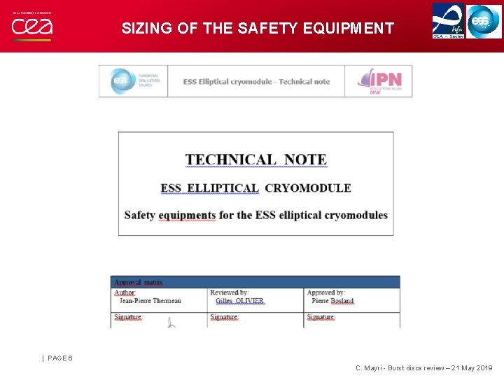 SIZING OF THE SAFETY EQUIPMENT | PAGE 6 C. Mayri - Burst discs review