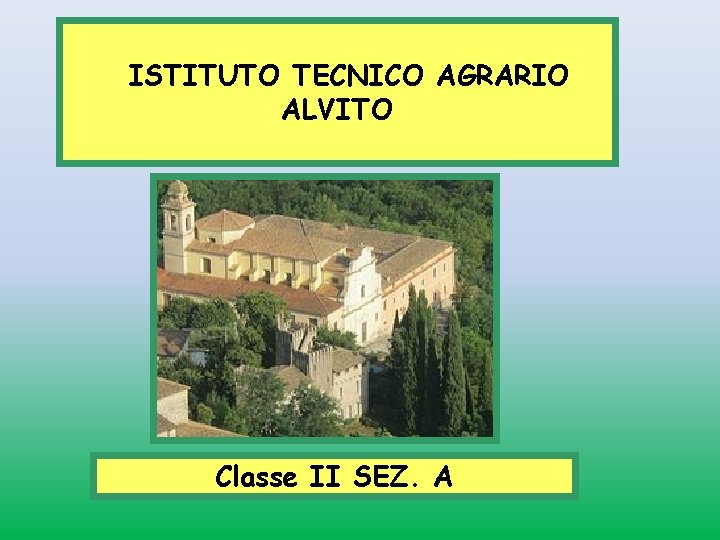 ISTITUTO TECNICO AGRARIO ALVITO Classe II SEZ. A 