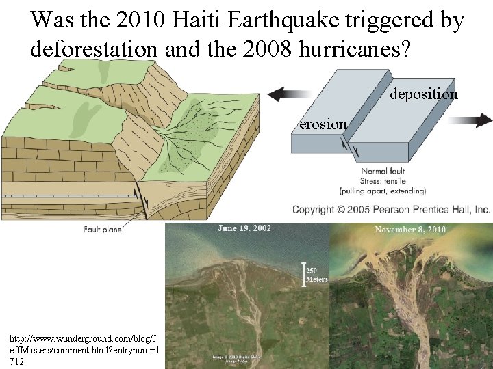 Was the 2010 Haiti Earthquake triggered by deforestation and the 2008 hurricanes? deposition erosion