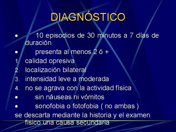 DIAGNÓSTICO · 10 episodios de 30 minutos a 7 días de duración · presenta