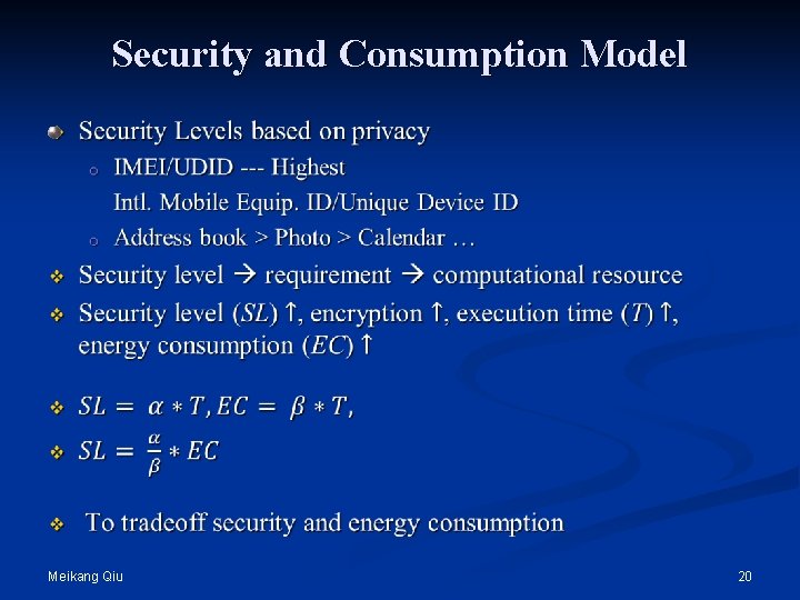 Security and Consumption Model Meikang Qiu 20 
