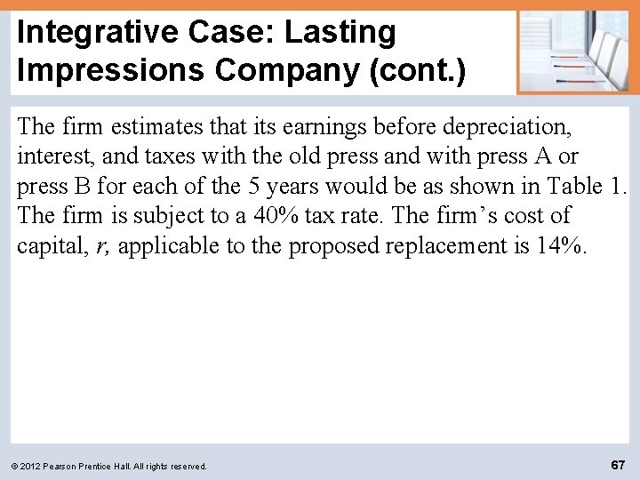Integrative Case: Lasting Impressions Company (cont. ) The firm estimates that its earnings before