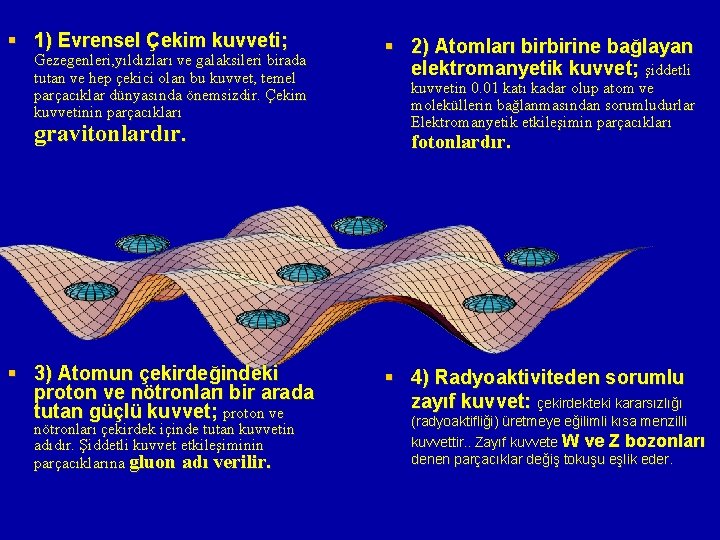 § 1) Evrensel Çekim kuvveti; Gezegenleri, yıldızları ve galaksileri birada tutan ve hep çekici