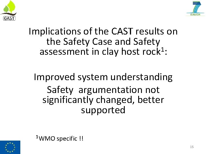 Implications of the CAST results on the Safety Case and Safety assessment in clay