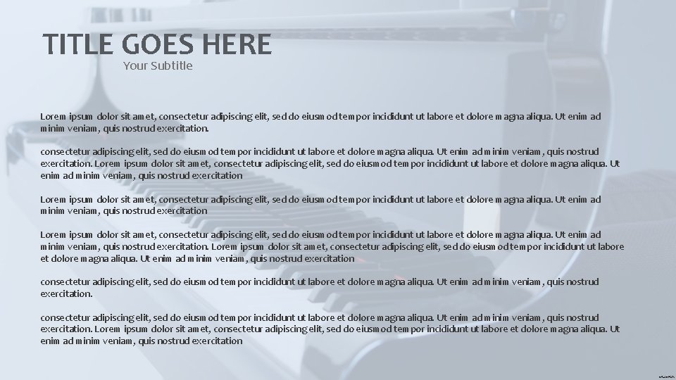 TITLE GOES HERE Your Subtitle Lorem ipsum dolor sit amet, consectetur adipiscing elit, sed TITLE GOES HERE Your Subtitle Lorem ipsum dolor sit amet, consectetur adipiscing elit, sed