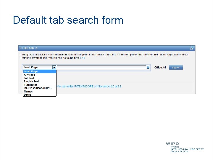 Default tab search form 