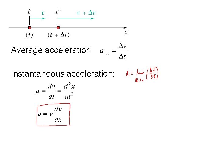 Average acceleration: Instantaneous acceleration: 
