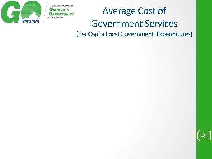 Average Cost of Government Services (Per Capita Local Government Expenditures) 49 