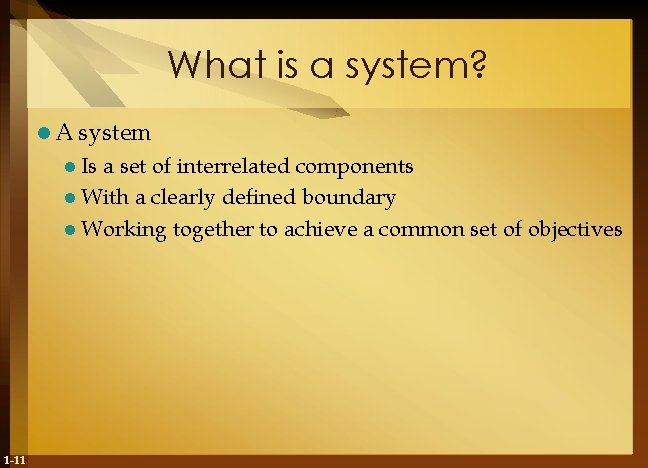 What is a system? l. A system l Is a set of interrelated components