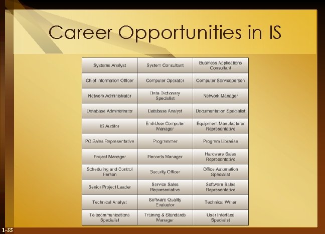 Career Opportunities in IS 1 -35 