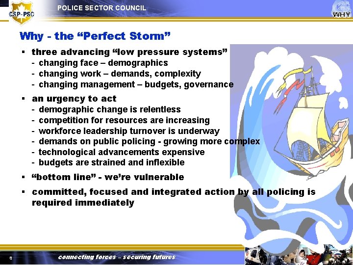 POLICE SECTOR COUNCIL Why - the “Perfect Storm” § three advancing “low pressure systems”