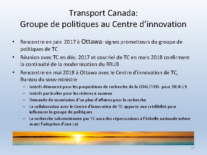 Transport Canada: Groupe de politiques au Centre d’innovation • Rencontre en juin 2017 à