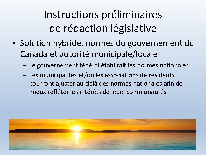 Instructions préliminaires de rédaction législative • Solution hybride, normes du gouvernement du Canada et