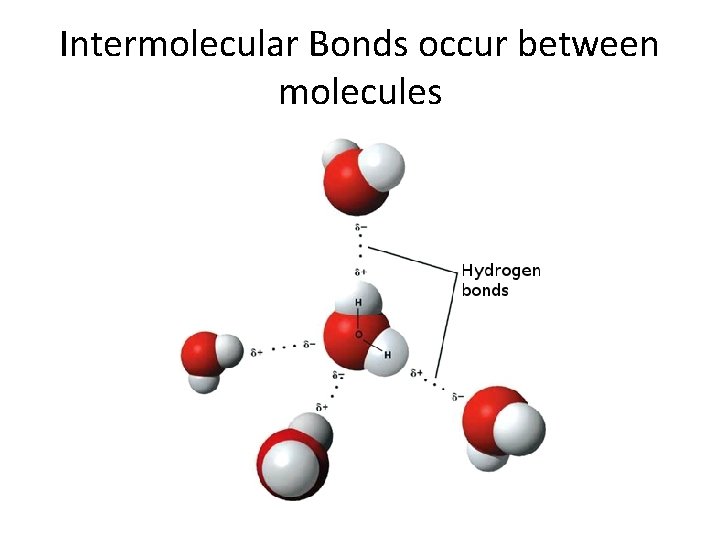 Intermolecular Bonds occur between molecules 