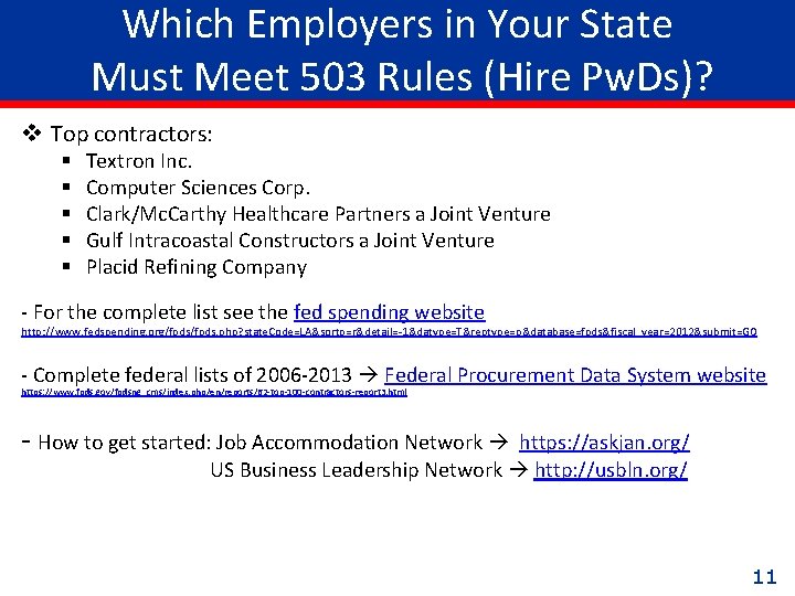 Which Employers in Your State Must Meet 503 Rules (Hire Pw. Ds)? v Top