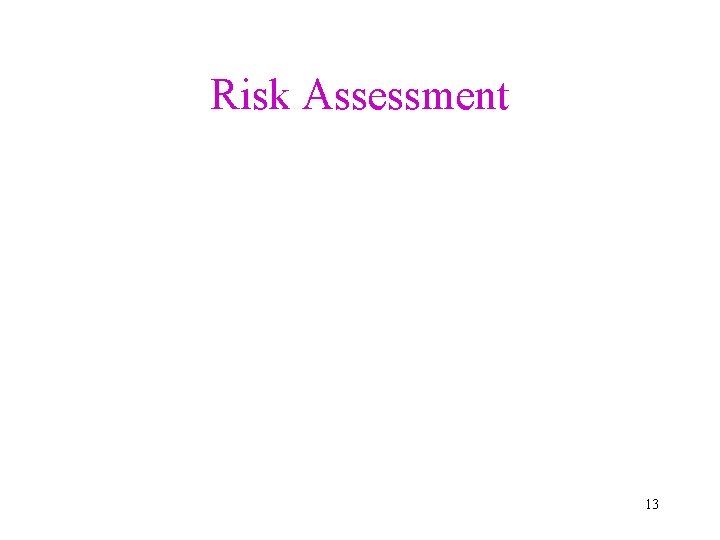 Risk Assessment 13 