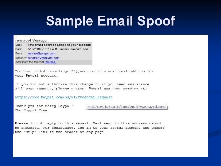 Sample Email Spoof 