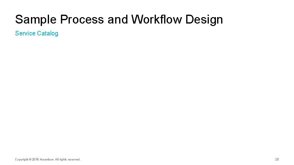 Sample Process and Workflow Design Service Catalog Copyright © 2016 Accenture All rights reserved.