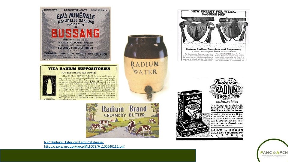 NRC Radium Historical Items Catalogue: https: //www. nrc. gov/docs/ML 100840118. pdf 