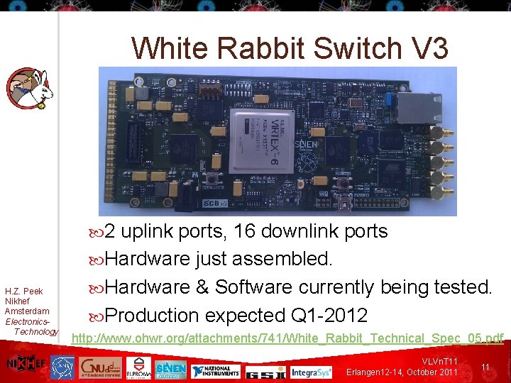 White Rabbit Switch V 3 2 H. Z. Peek Nikhef Amsterdam Electronics. Technology uplink