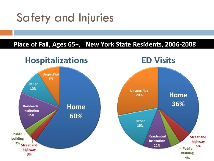 Safety and Injuries Place of Fall, Ages 65+, New York State Residents, 2006 -2008