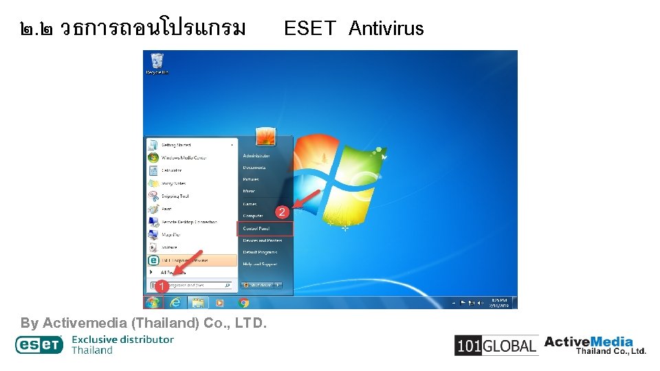 ๒. ๒ วธการถอนโปรแกรม By Activemedia (Thailand) Co. , LTD. ESET Antivirus 