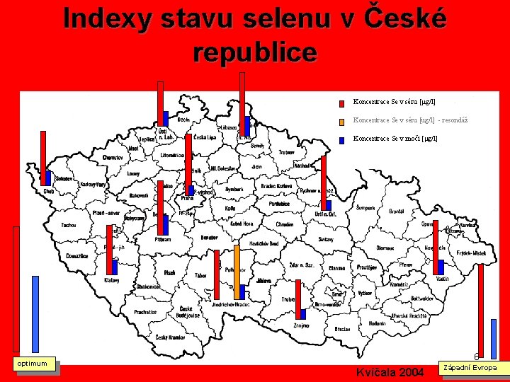 Indexy stavu selenu v České republice Koncentrace Se v séru [ g/l] Koncentrace Se