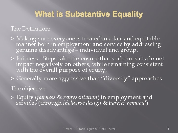 What is Substantive Equality The Definition: Making sure everyone is treated in a fair
