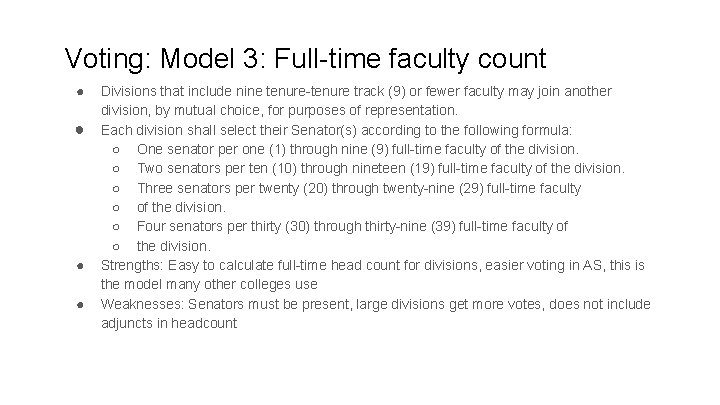 Voting: Model 3: Full-time faculty count ● ● Divisions that include nine tenure-tenure track