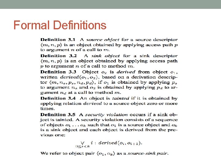 Formal Definitions 