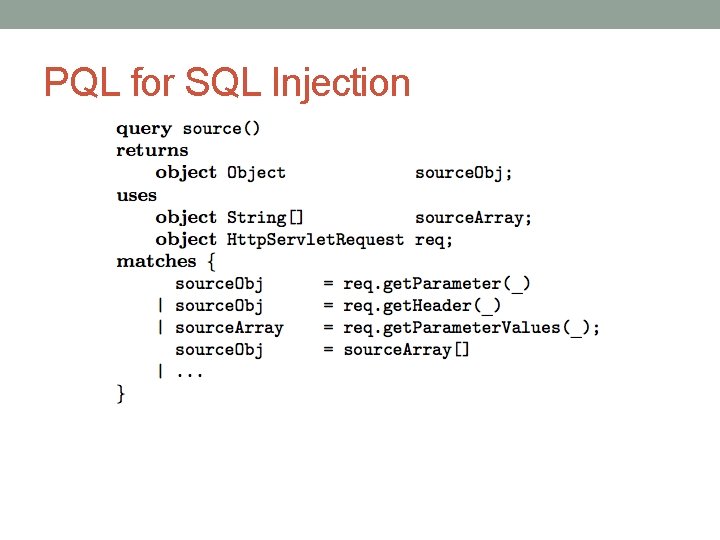 PQL for SQL Injection 
