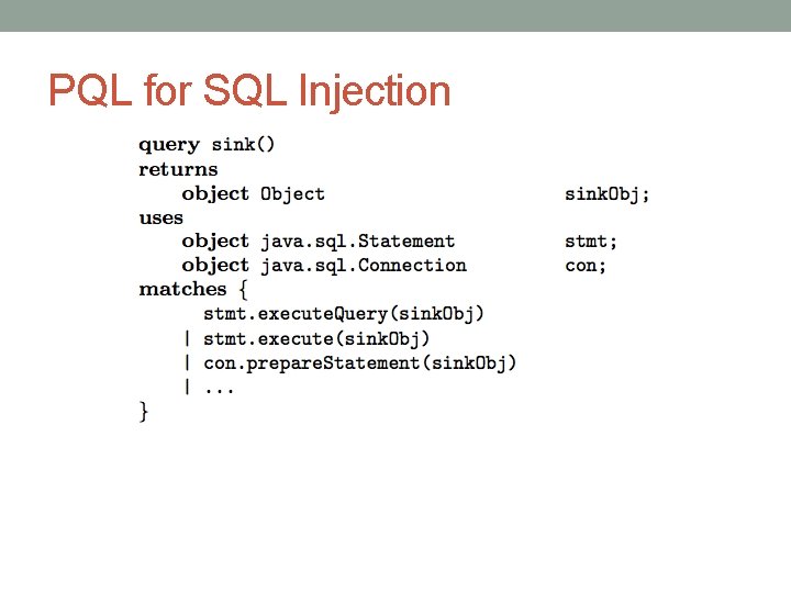 PQL for SQL Injection 