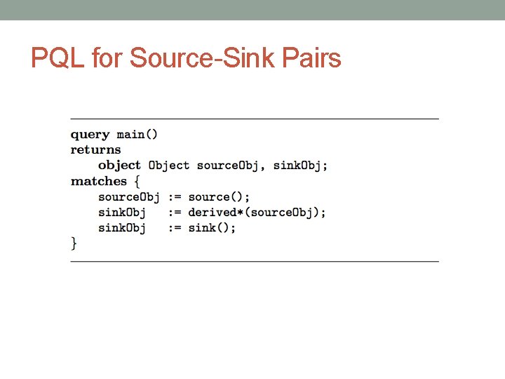 PQL for Source-Sink Pairs 