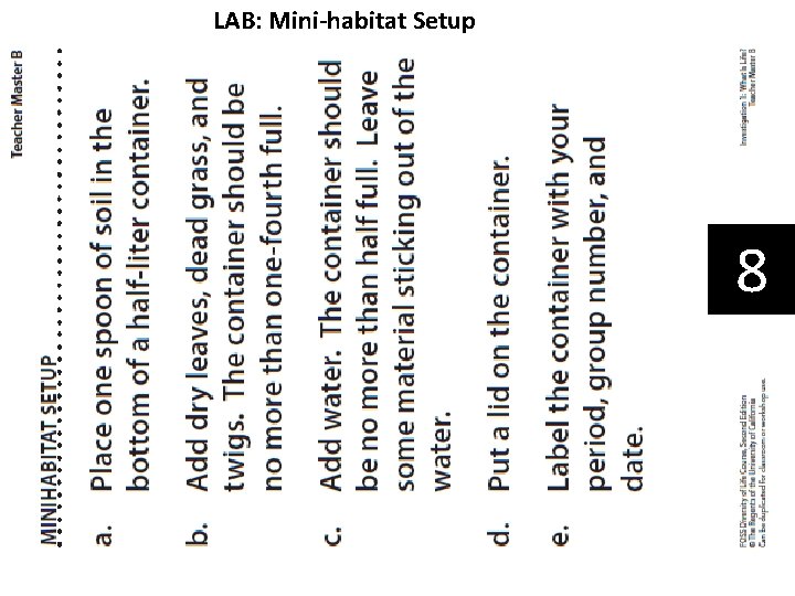 LAB: Mini-habitat Setup 8 