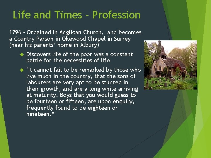 Life and Times – Profession 1796 – Ordained in Anglican Church, and becomes a