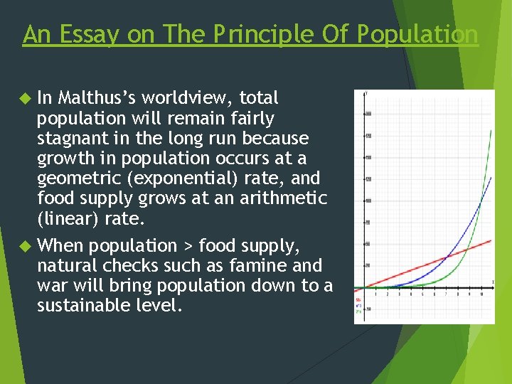 An Essay on The Principle Of Population In Malthus’s worldview, total population will remain