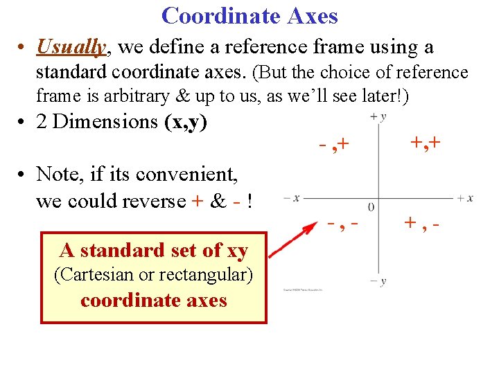 Coordinate Axes • Usually, we define a reference frame using a standard coordinate axes.