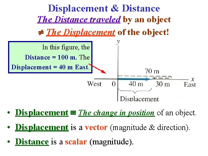 Displacement & Distance The Distance traveled by an object The Displacement of the object!