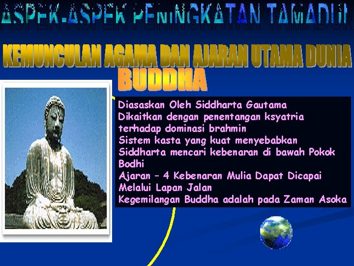 Diasaskan Oleh Siddharta Gautama Dikaitkan dengan penentangan ksyatria terhadap dominasi brahmin Sistem kasta yang