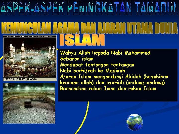 Wahyu Allah kepada Nabi Muhammad Sebaran islam Mendapat tentangan Nabi berhijrah ke Madinah Ajaran