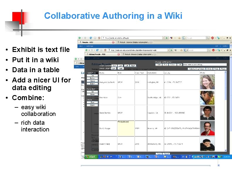 Collaborative Authoring in a Wiki • • Exhibit is text file Put it in