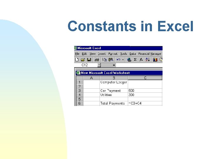 Constants in Excel 