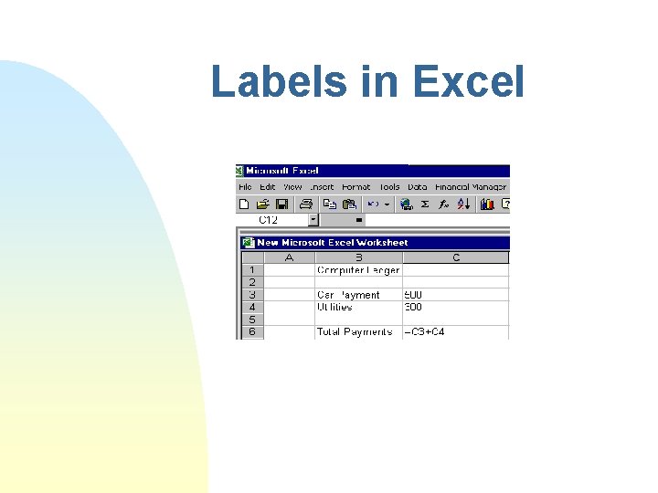 Labels in Excel 