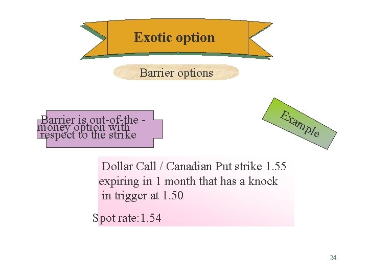 Exotic option Barrier options Barrier is out-of-the money option with respect to the strike