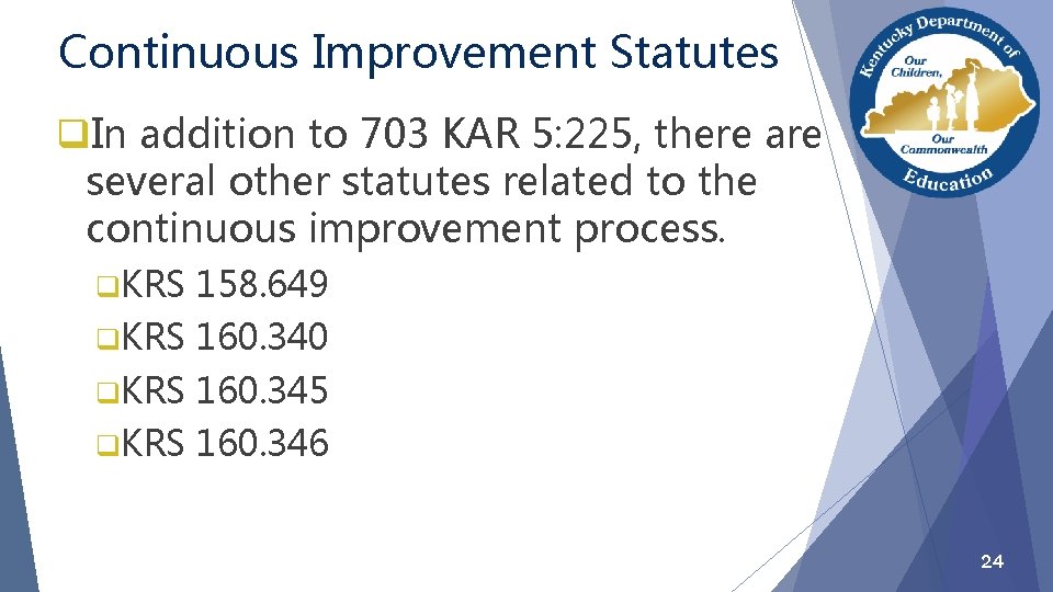 Continuous Improvement Statutes q. In addition to 703 KAR 5: 225, there are several